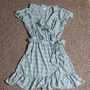 LC Lauren Conrad Mint Plaid Mini Dress